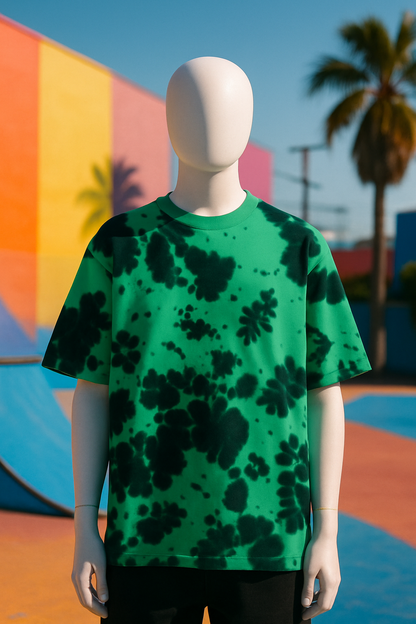 Krryptic Men's Oversized Tie-Dye T-Shirt – Green Chaos