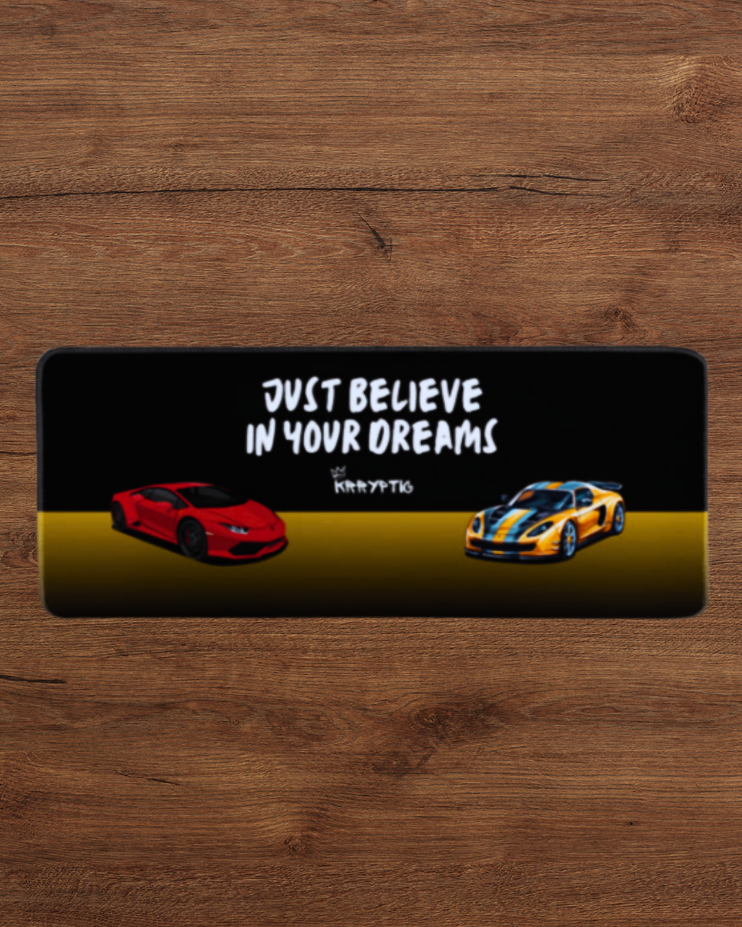 Krryptic "Just Believe in Your Dreams" Gaming Desk Mat – 80x33cm Large Mouse Pad for Gamers, Anti-Slip, Stitched Edges